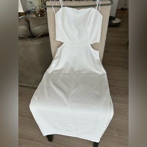 Lulus White Midi Dress with Cut Outs & Slit